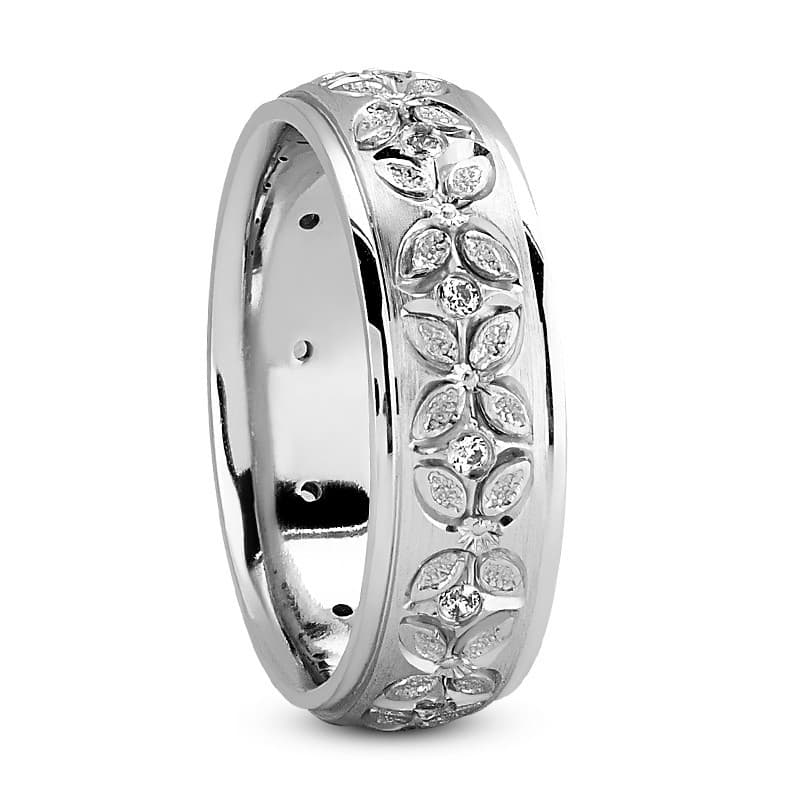 Ladies 14KT White Gold Platinum Traditional Wedding Band DB1098-7-RD