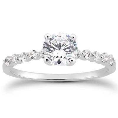 Ladies 14KT White Gold Platinum Round Diamond Engagement Sets ENS3023-A