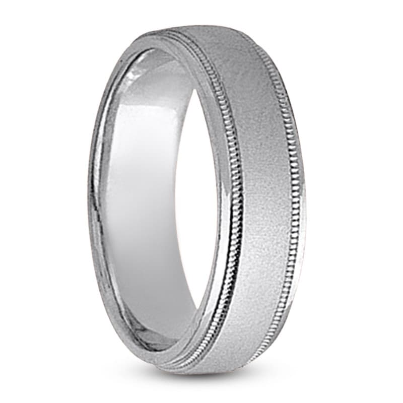 Mens 14KT White Gold Platinum Traditional Wedding Band M248