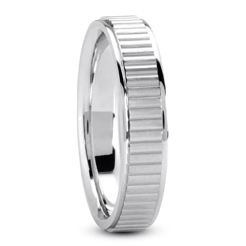 Mens 14KT White Gold Platinum Traditional Wedding Band M112