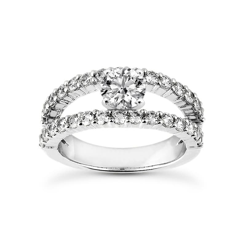 Ladies 14KT White Gold Platinum Round Diamond Fancy Engagement Ring ENR8966