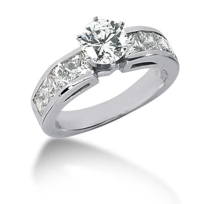 Ladies 14KT White Gold Platinum Fancy Engagement Set ENS716-A