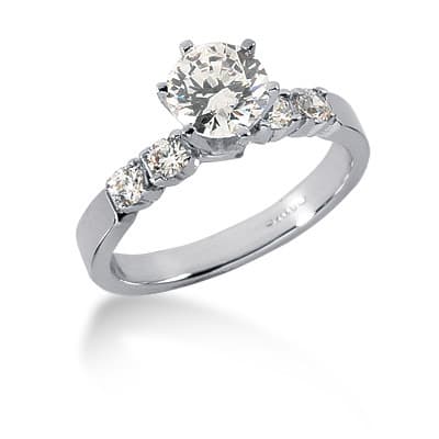 Ladies 14KT White Gold Platinum Fancy Engagement Set ENS553-A
