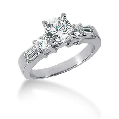 Ladies 14KT White Gold Platinum Fancy Engagement Set ENS562-A