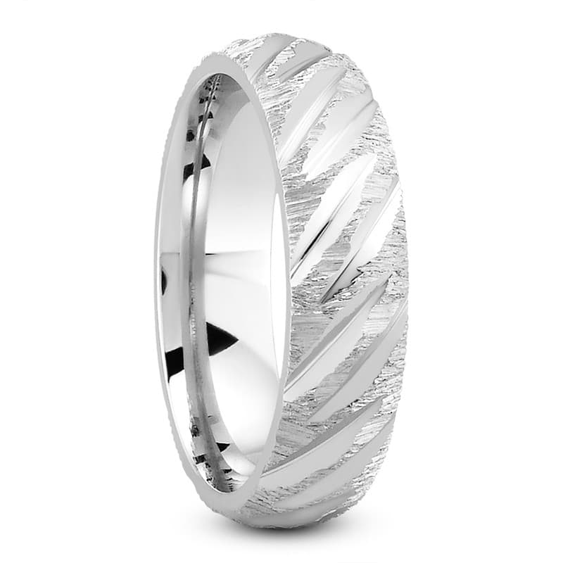 Mens 14KT White Gold Platinum Traditional Wedding Band M625