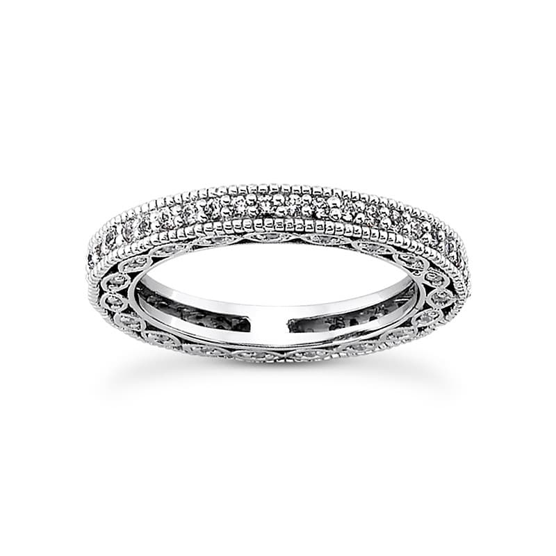 Ladies 14KT White Gold Platinum Eternity Wedding Band EWB453-4