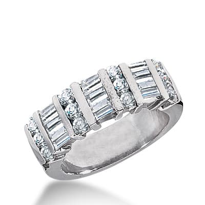 Ladies 14KT White Gold Platinum Diamond Wedding Band WB1341