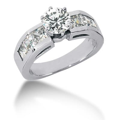 Ladies 14KT White Gold Platinum Fancy Engagement Set ENS717-A