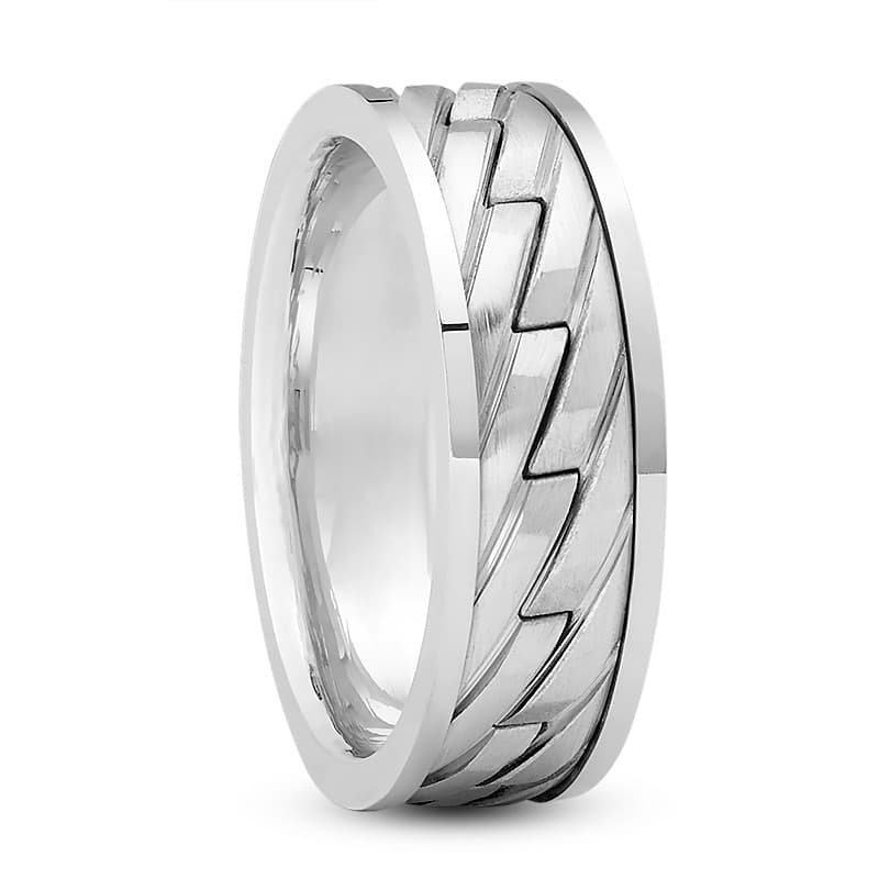 Mens 14KT White Gold Platinum Traditional Wedding Band M782