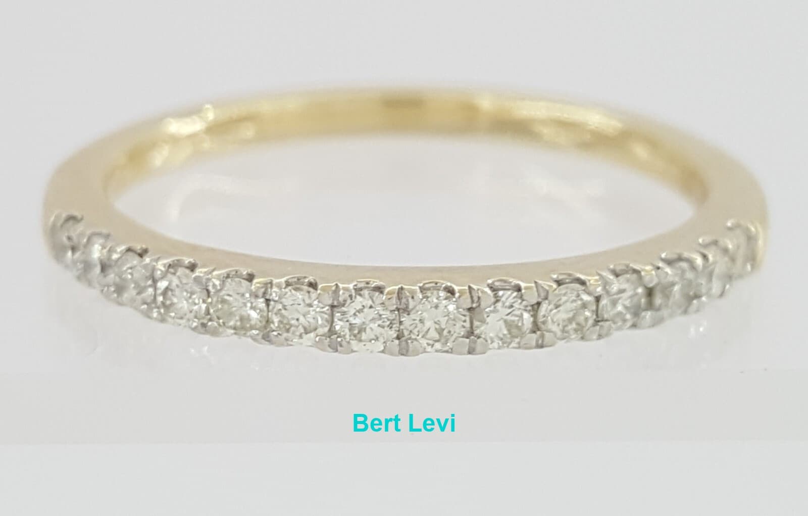 Half Circle Round Diamonds 14k Yellow Gold Wedding Band 0.28 ct 2mm