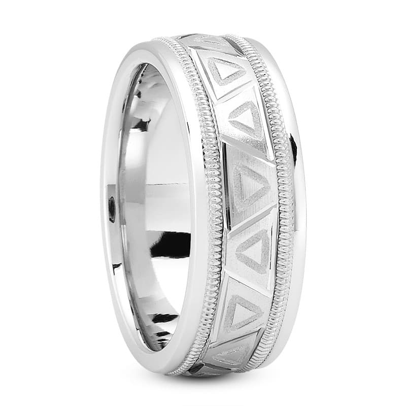 Ladies 14KT White Gold Platinum Traditional Wedding Band hm211
