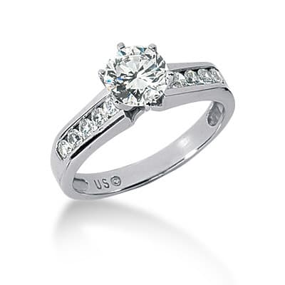 Ladies 14KT White Gold Platinum Fancy Engagement Set ENS512-A