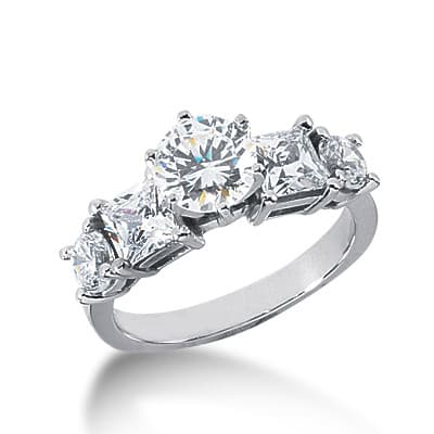 Ladies 14KT White Gold Platinum Fancy Engagement Ring ENR2502