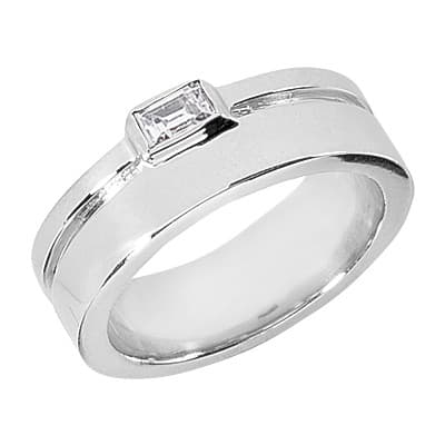 Mens 14KT White Gold Platinum Wedding Band MR1253