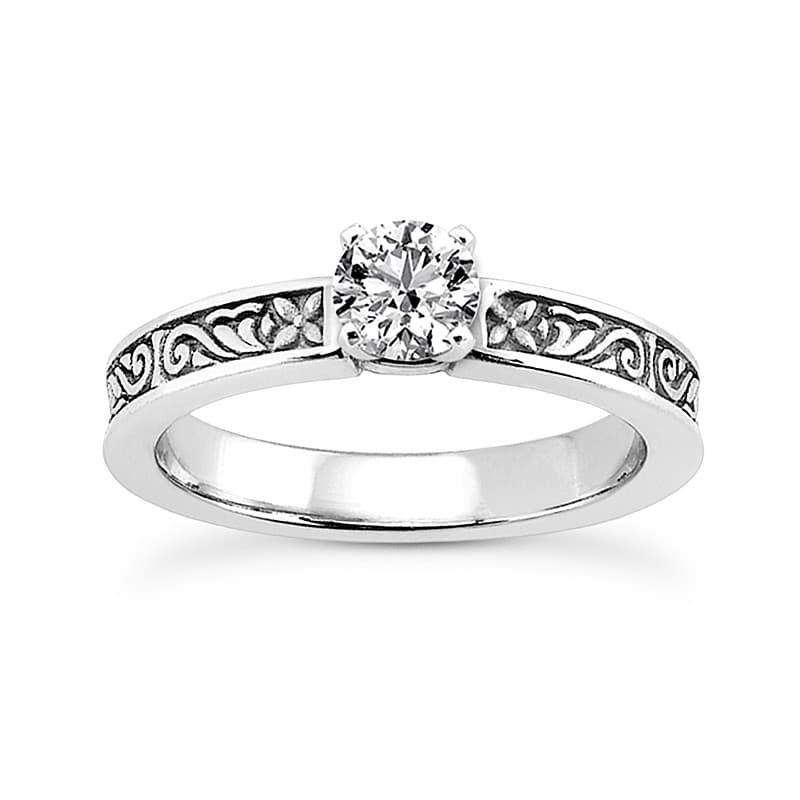 Ladies 14KT White Gold Platinum Solitaire Engagement Set ENS3507-A