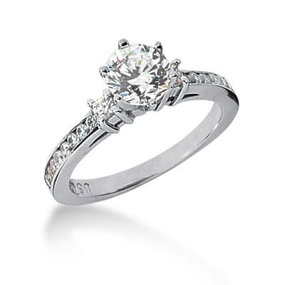 Ladies 14KT White Gold Platinum Fancy Engagement Set ENS457-A