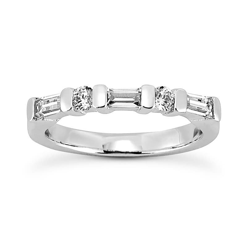 Ladies 14KT White Gold Platinum Diamond Wedding Band WB1488