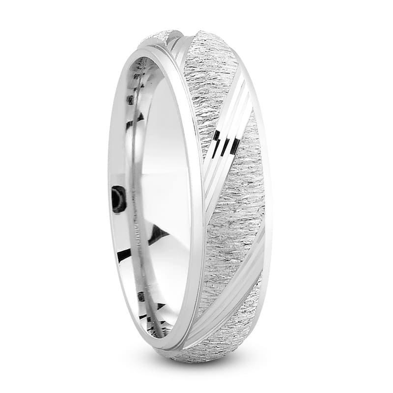 Mens 14KT White Gold Platinum Traditional Wedding Band M639