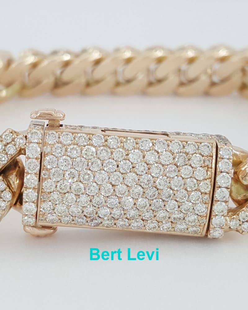 Cuban Link Pave Diamond Rose Gold Bracelet 8 ct 75.4 Grams 10k 8.25"