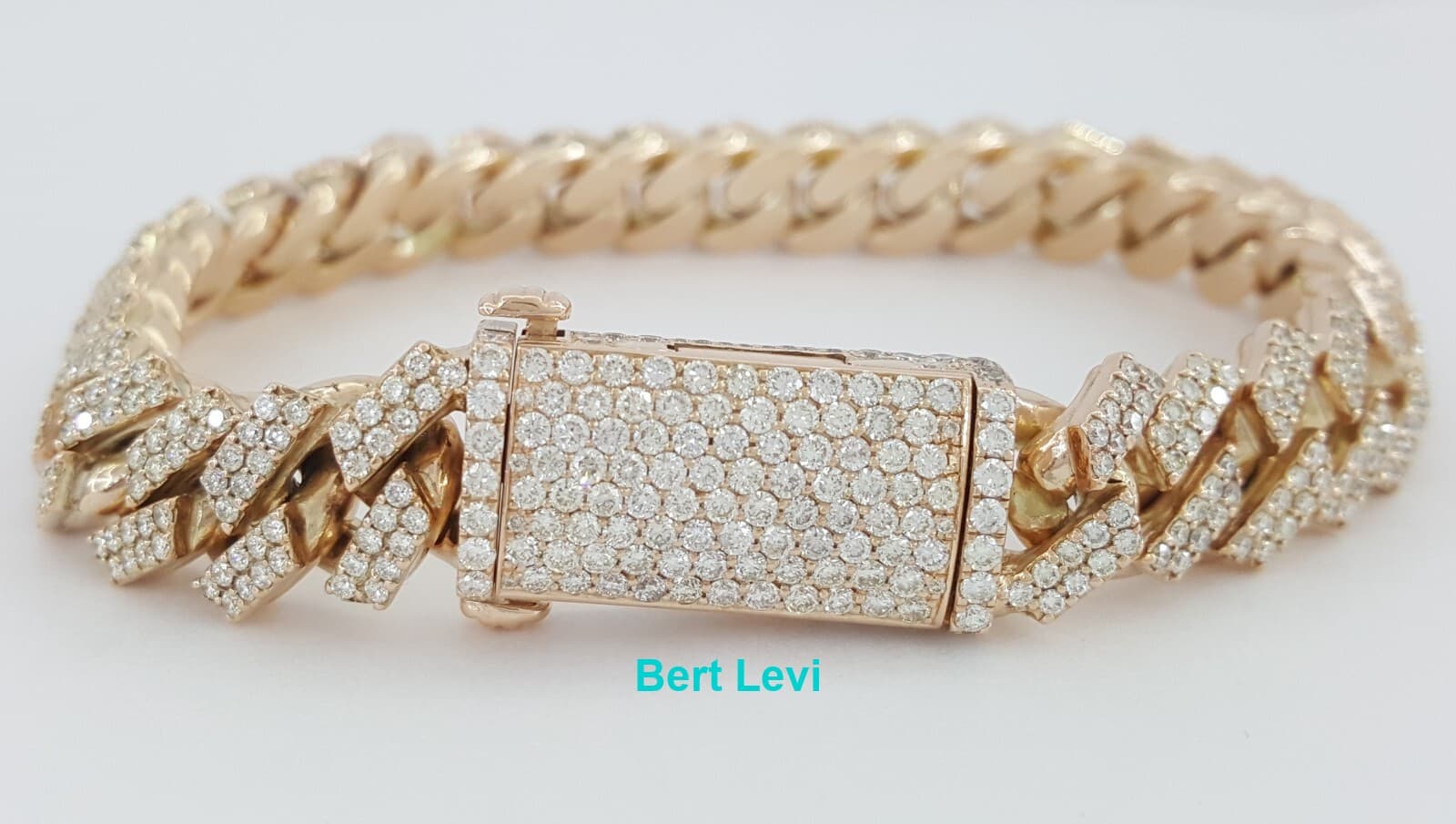 Cuban Link Pave Diamond Rose Gold Bracelet 8 ct 75.4 Grams 10k 8.25"