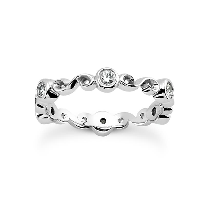 Ladies 14KT White Gold Platinum Eternity Wedding Band EWB498-3-4