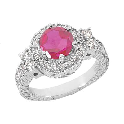 Ladies 14KT White Gold Platinum Round,Oval Cut Diamond Color Stone Ring CSR327