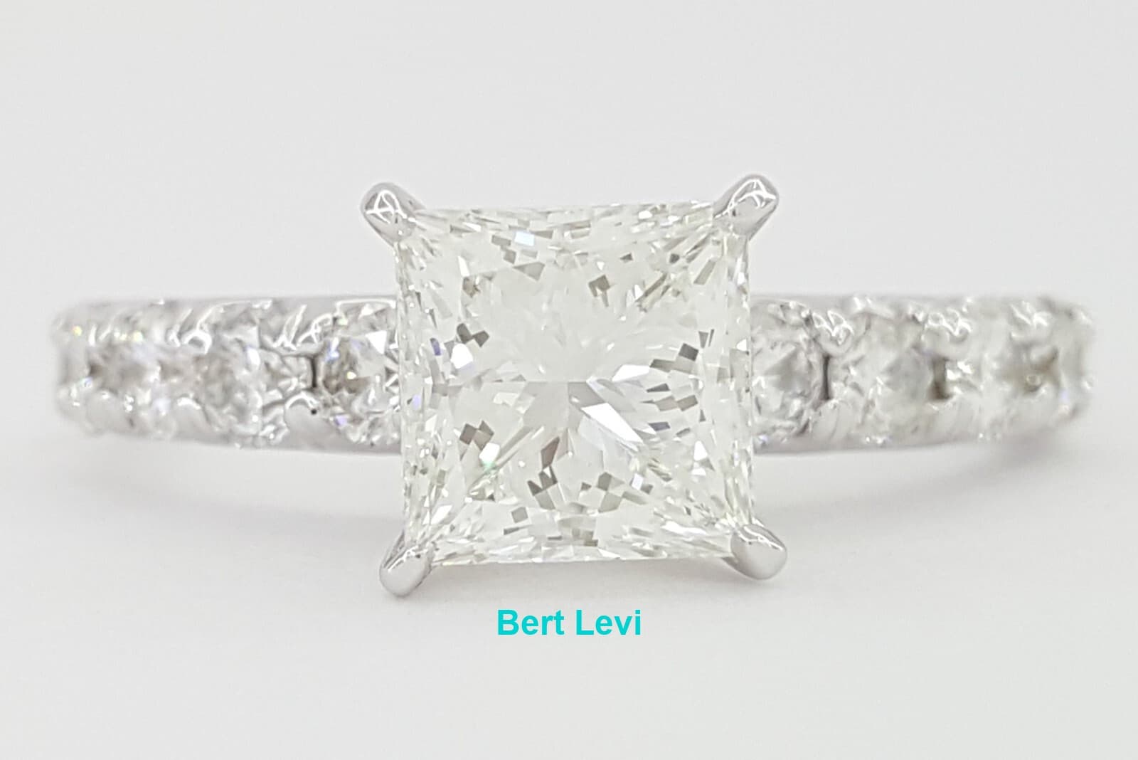 Princess Brilliant Cut Diamond Engagement Ring 2.22 ct 14K White Gold Rtl $15K