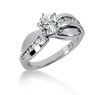 Ladies 14KT White Gold Platinum Fancy Engagement Set ENS509-A
