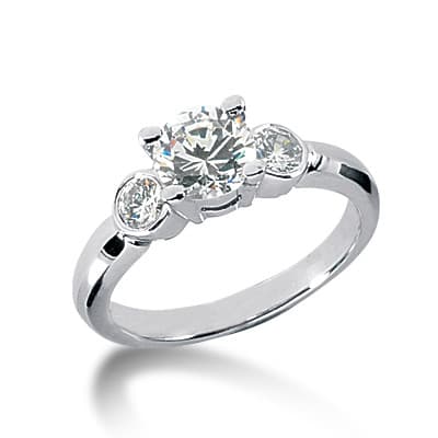 Ladies White Gold Platinum Round Diamond Three Stones Engagement Ring ENR1133