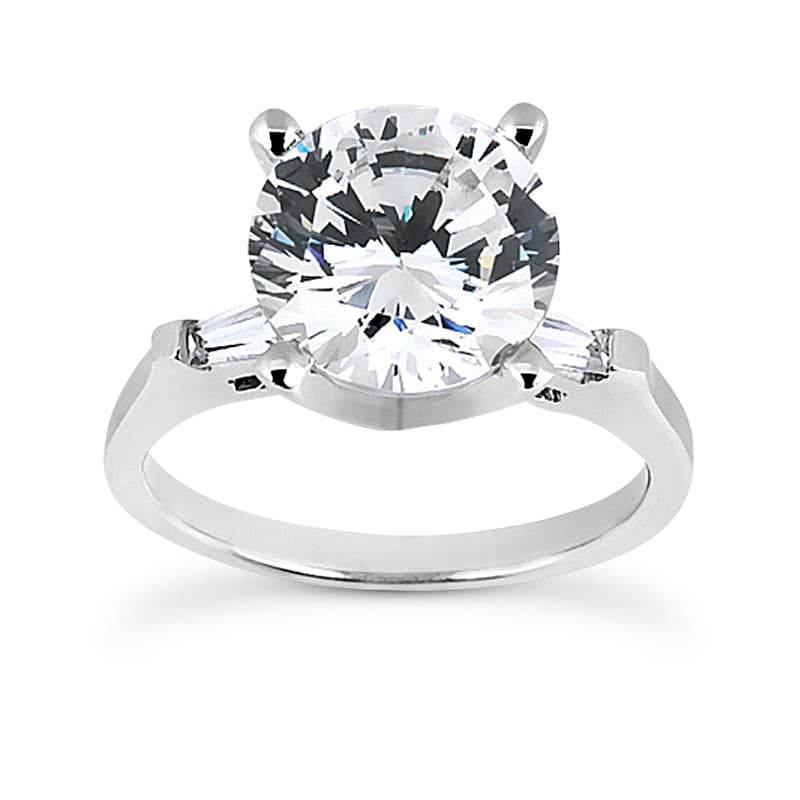Ladies 14KT White Gold Platinum Three Stones Engagement Set ENS197-1.25-A