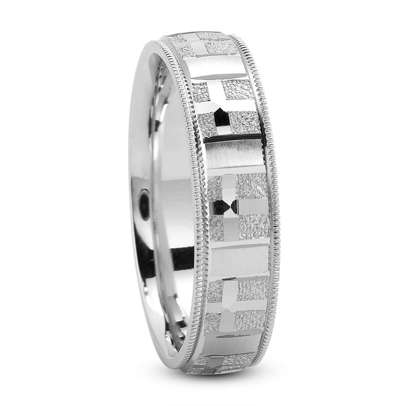 Mens 14KT White Gold Platinum Traditional Wedding Band M1211