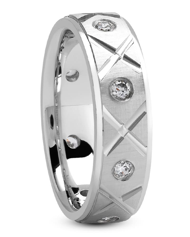 Ladies 14KT White Gold Platinum Traditional Wedding Band DB1004-6.5-RD
