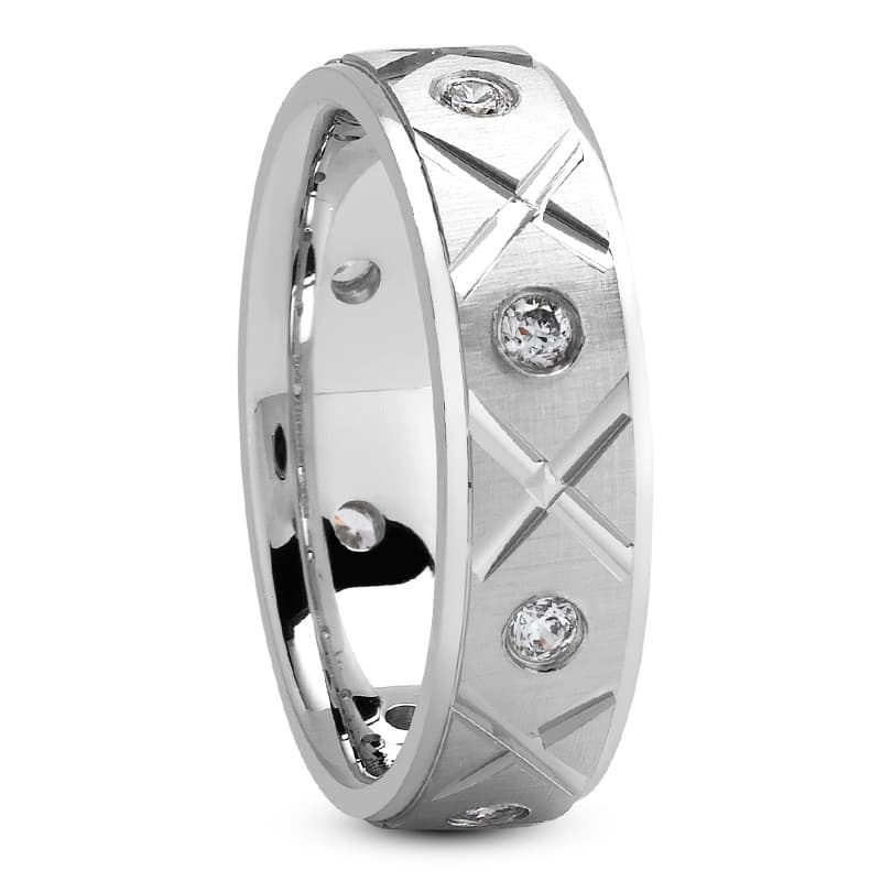 Ladies 14KT White Gold Platinum Traditional Wedding Band DB1004-6.5-RD