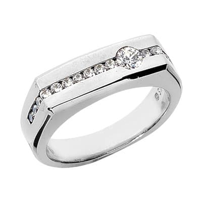 Mens 14KT White Gold Platinum Wedding Band MR135