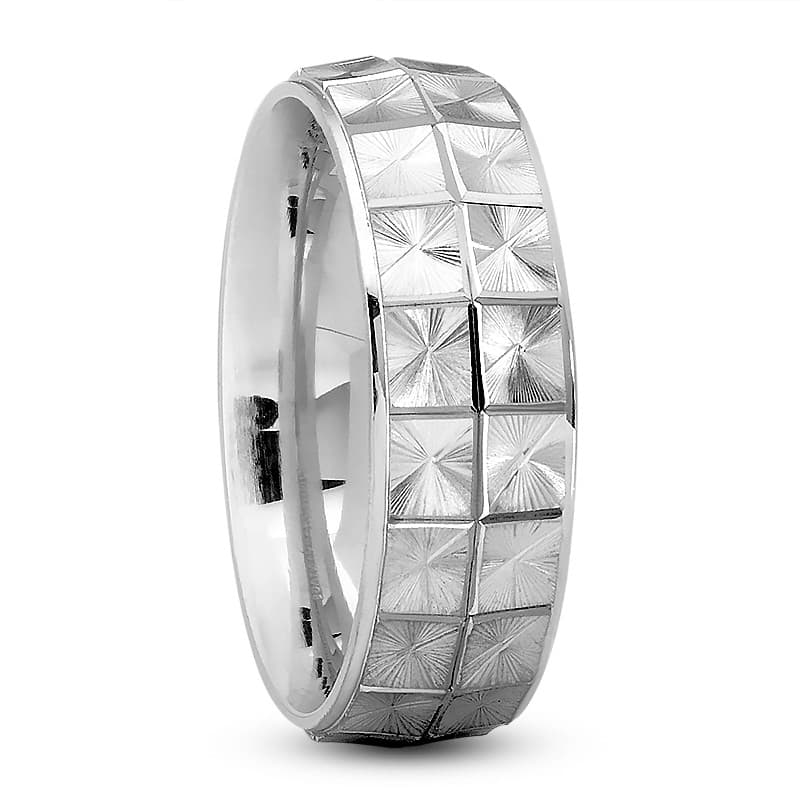 Mens 14KT White Gold Platinum Traditional Wedding Band M524