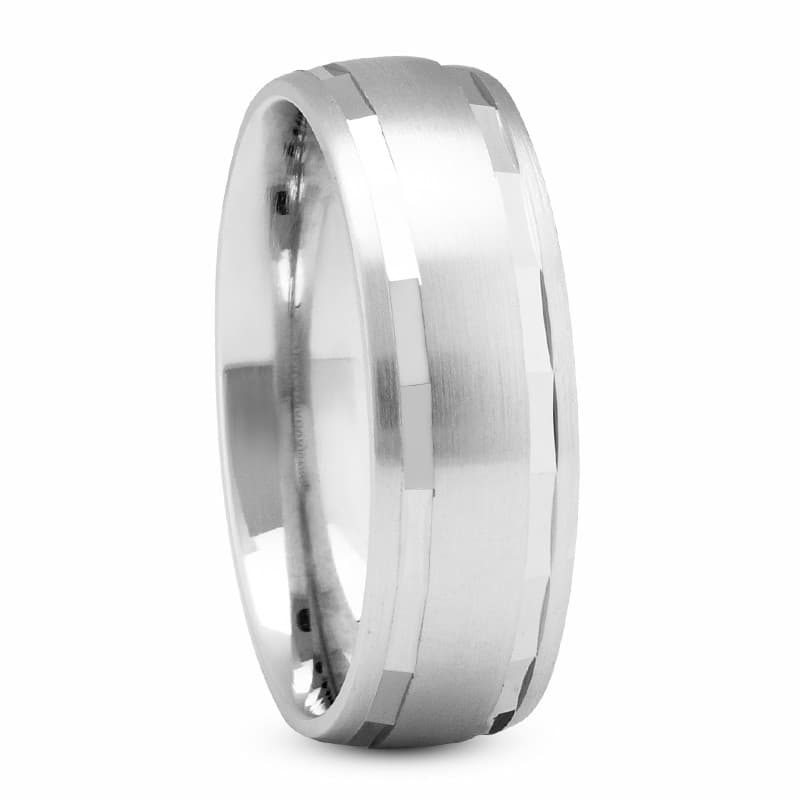 Mens 14KT White Gold Platinum Traditional Wedding Band m1158