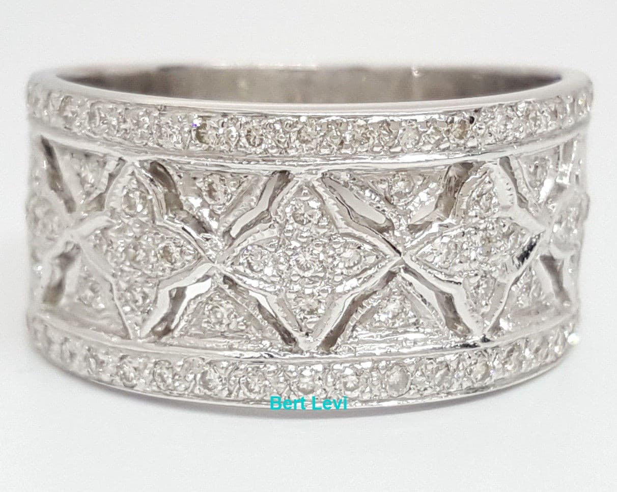0.56 ct Vintage 14K White Gold Round Cut Diamond Cocktail / Statement / Ring