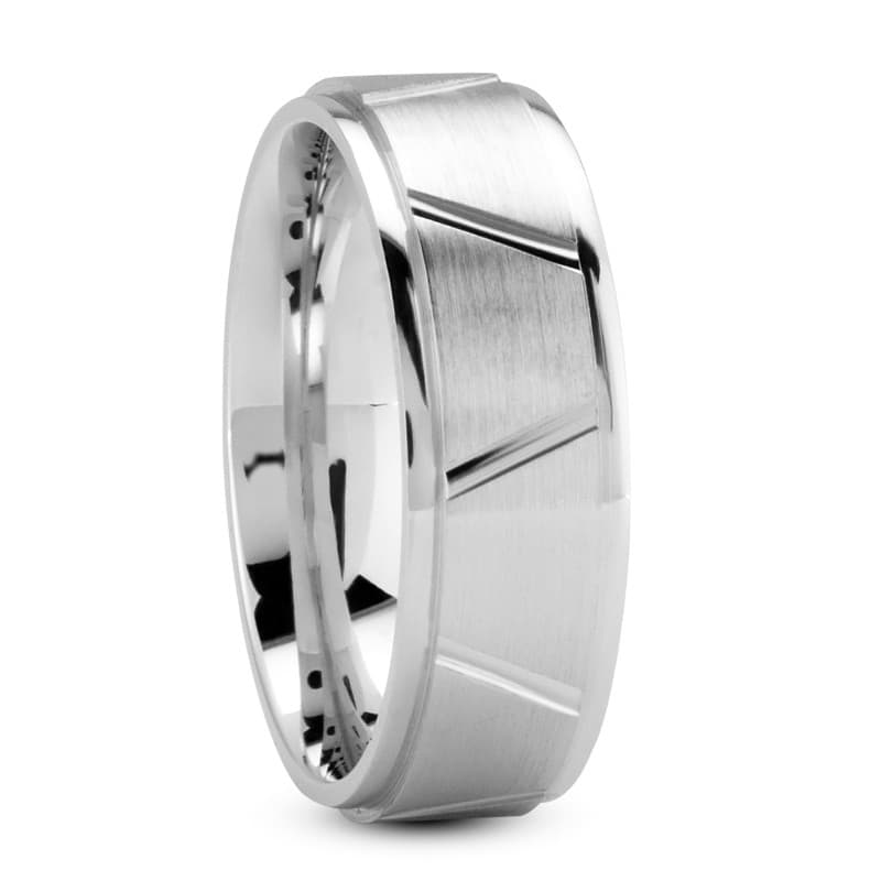 Mens 14KT White Gold Platinum Traditional Wedding Band M349