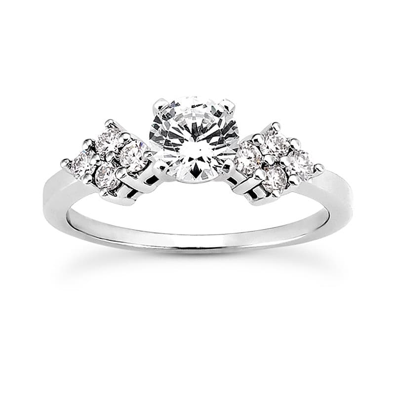 Ladies 14KT White Gold Platinum Round Diamond Tailored Engagement Set ENS3082-A