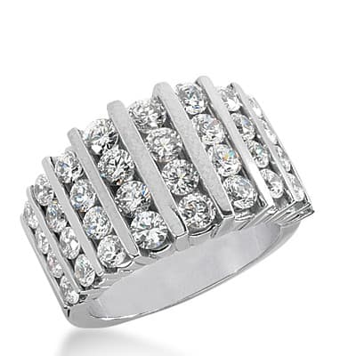 Ladies 14KT White Gold Platinum Round Diamond Wedding Band WB1651