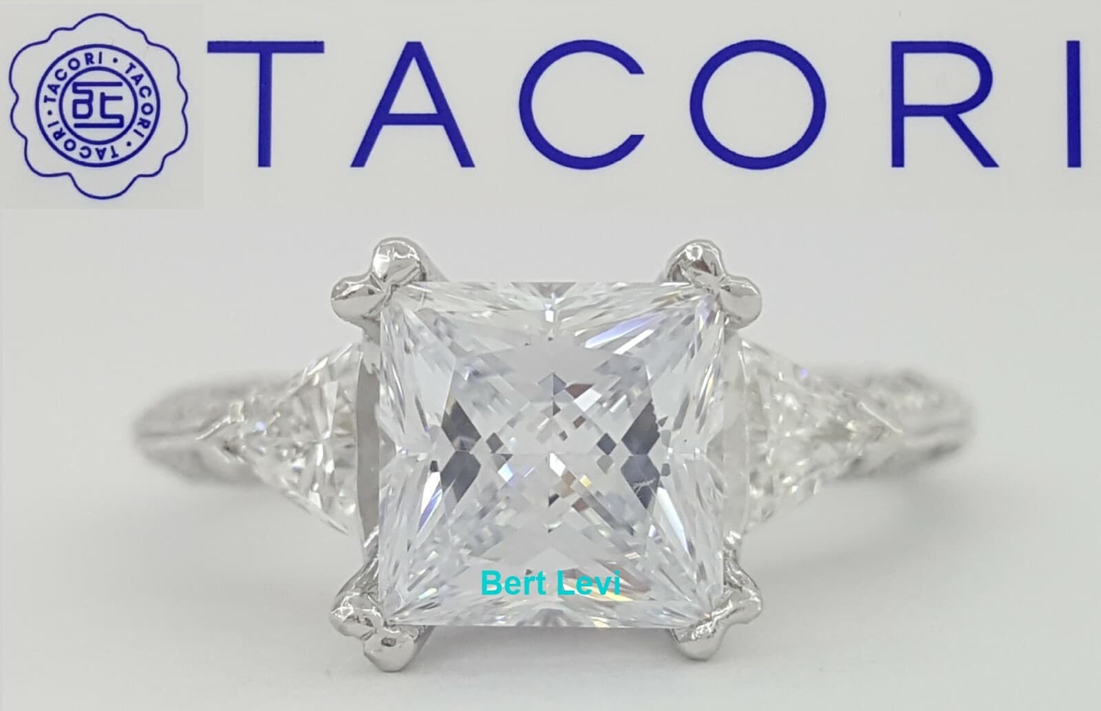 Tacori Princess Cut Diamond Platinum Semi-Mount Engagement Ring 0.90 ct