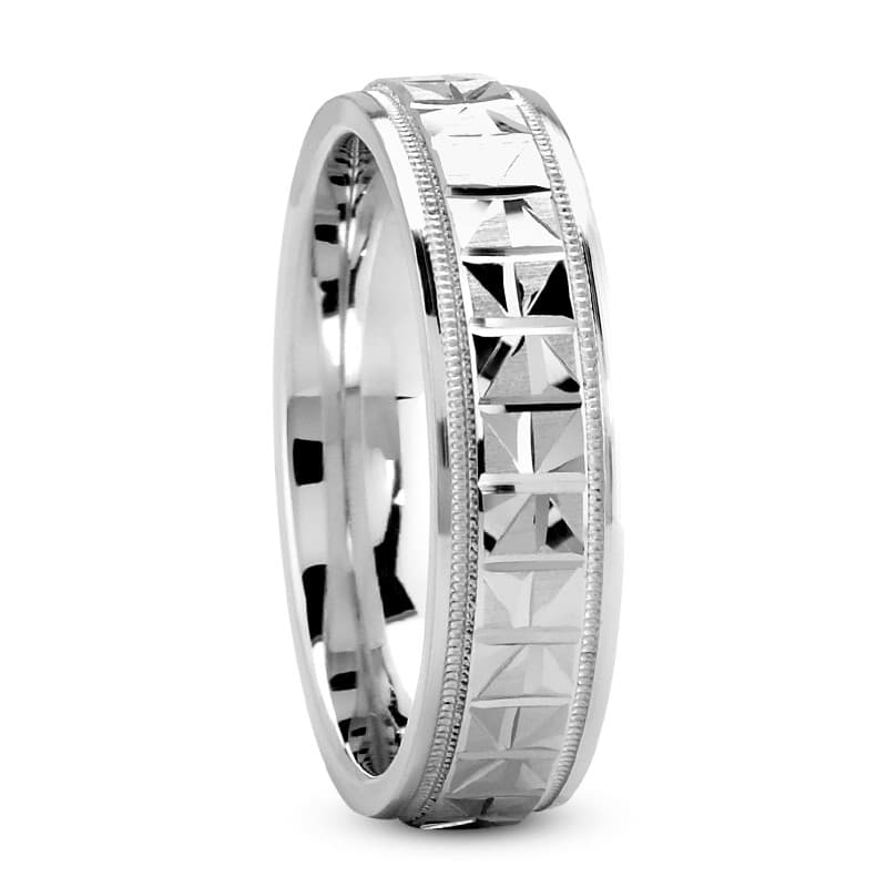 Mens 14KT White Gold Platinum Traditional Wedding Band M1155