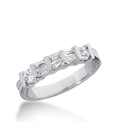 Ladies 14KT White Gold Platinum Diamond Wedding Band WB1473