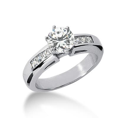 Ladies 14KT White Gold Platinum Fancy Engagement Set ENS636-A