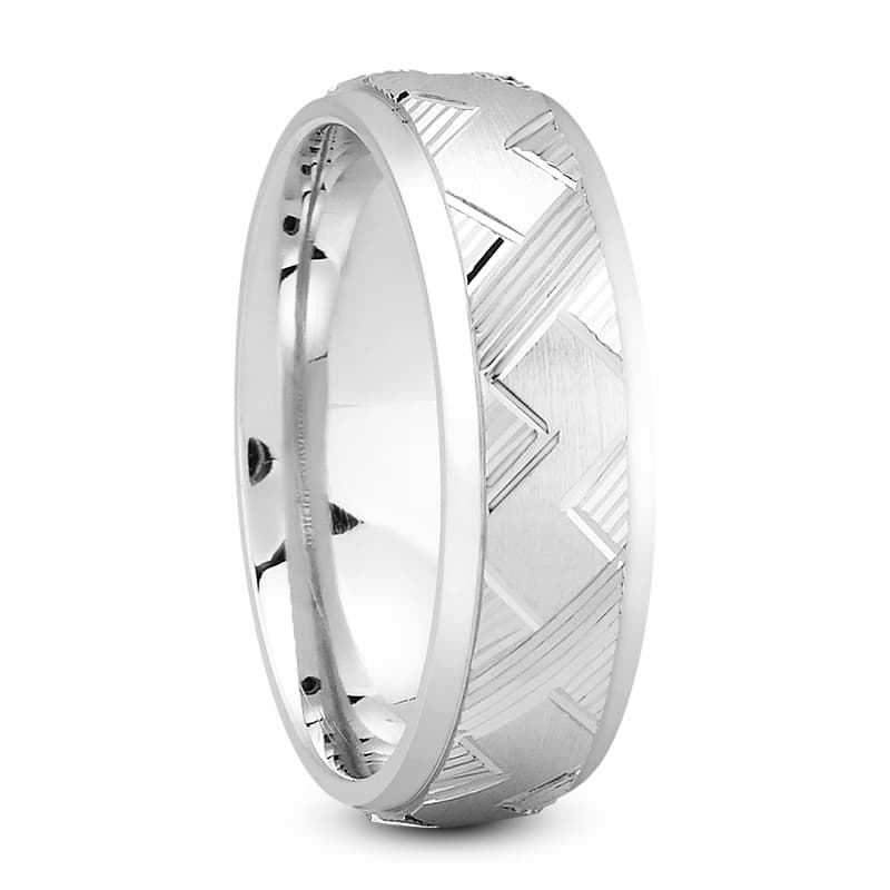 Mens 14KT White Gold Platinum Traditional Wedding Band M1035