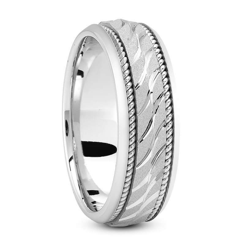 Ladies 14KT White Gold Platinum Traditional Wedding Band HM139