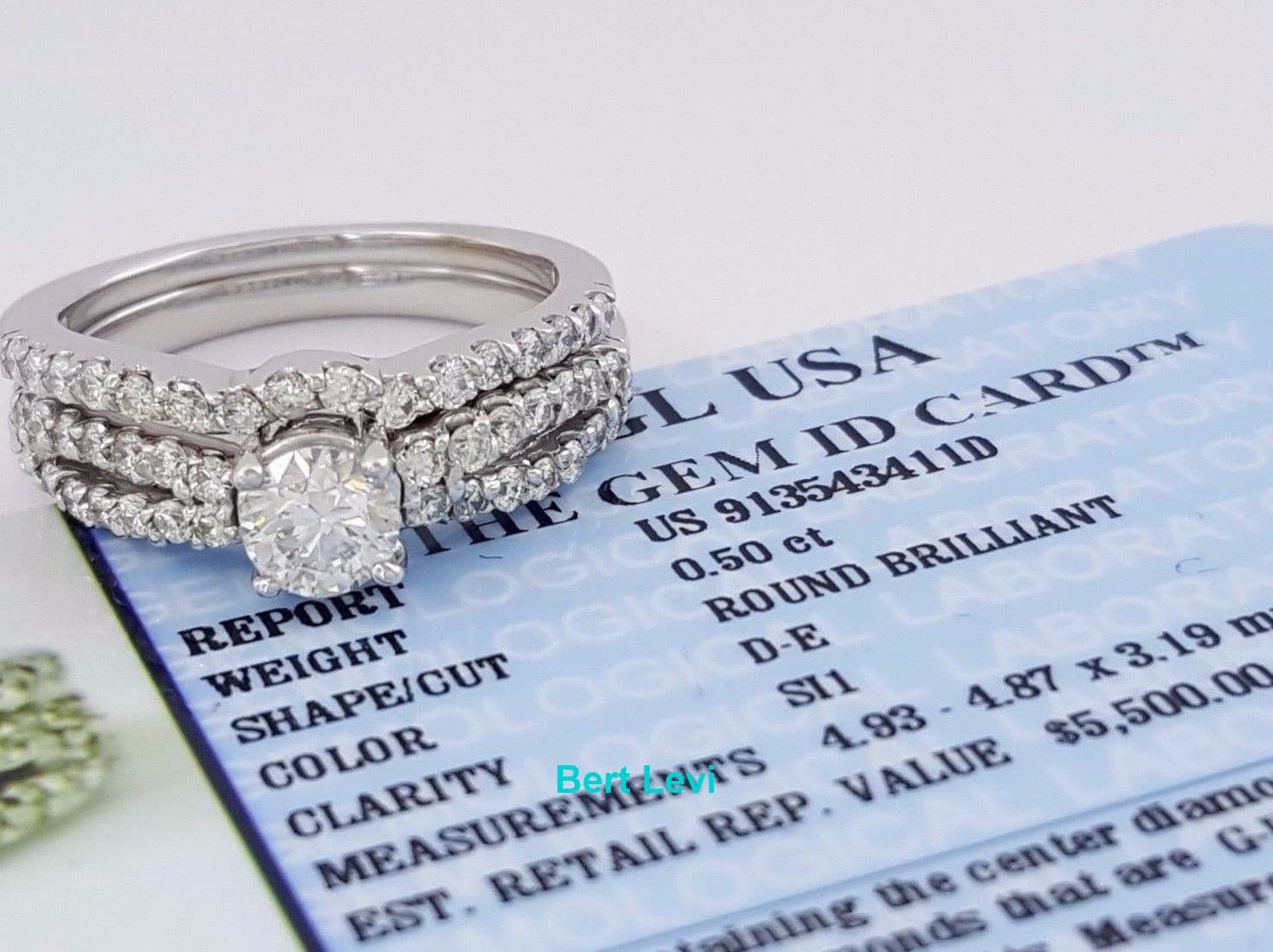 Round Diamond Engagement Ring Set EGL 1.25 ct 14k White Gold D-E/SI1 Rtl $5,500