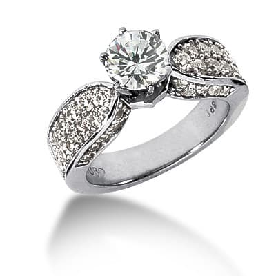 Ladies 14KT White Gold Platinum Fancy Engagement Set ENS739-A
