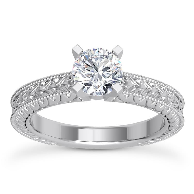 Ladies 14KT White Gold Platinum Solitaire Engagement Set ENS1787-A