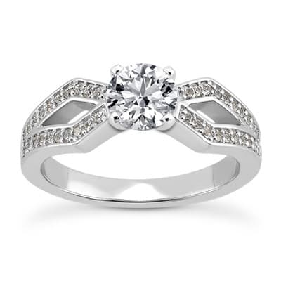 Ladies 14KT White Gold Platinum Antique Engagement Set ENS3303-A
